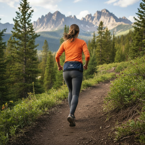 Running and walking belt to hold phone, food, trekking poles and flask