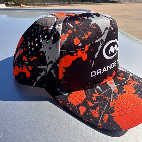 Orange_Mud_Splatter_Performance_Hat_Side_View Close Up