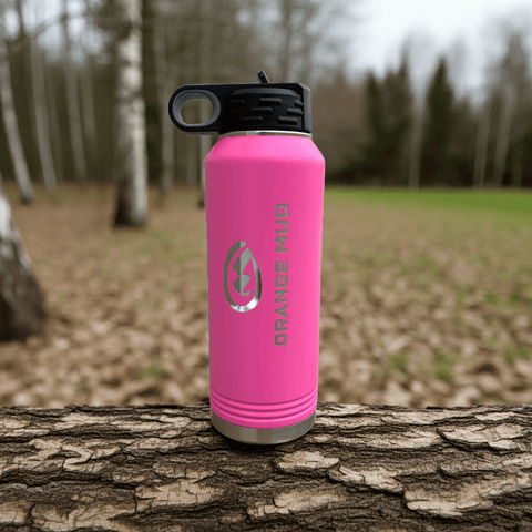 Orange Mud 32oz Double Insulated Steel Bottle angled view