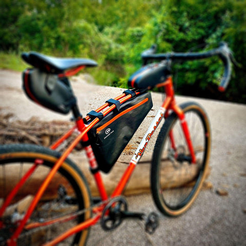 Bike Frame Bag, Welded Seams, TPU Coated, Black - Hydration vest packs for runners, cyclists, and ironman - Orange Mud, LLC