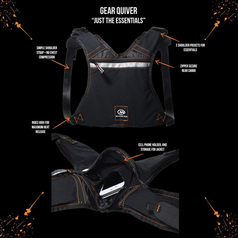 Gear Quiver, fits normal size and plus size phones, plus nutrition. - Hydration vest packs for runners, cyclists, and ironman - Orange Mud, LLC