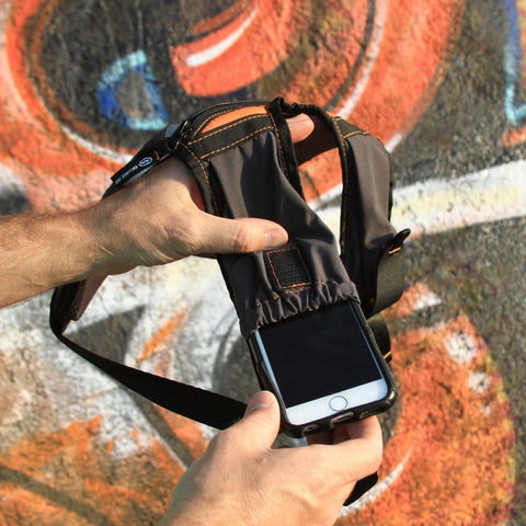 Orange Mud, LLC Hydration Black Gear Quiver, fits normal size and plus size phones, plus nutrition.