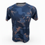 Blue camouflage t-shirt with 'Orange Mud' logo on a white background