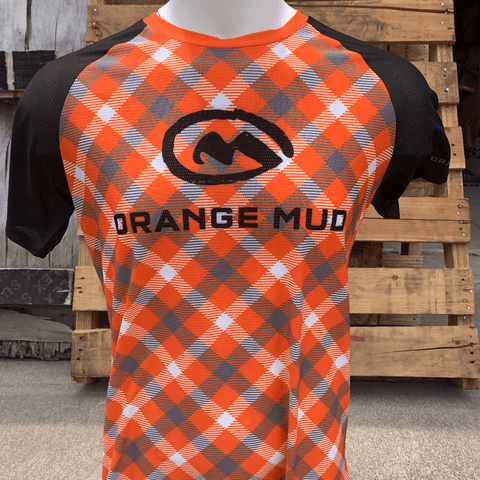 Plaid Stretchy Running Shirt - Hydration vest packs for runners, cyclists, and ironman - Orange Mud, LLC