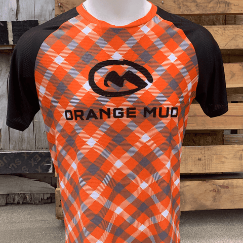 Plaid Stretchy Running Shirt - Hydration vest packs for runners, cyclists, and ironman - Orange Mud, LLC