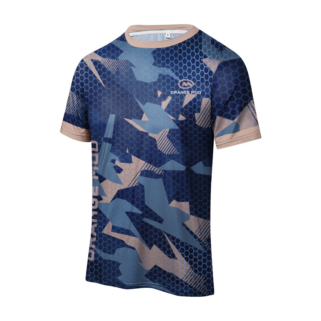 ★TRAVEL★ Twenty Camo Jersey Short Sleeve Blue Women's Blue Camo T-shirt Camouflage Blue T-shirt Women's