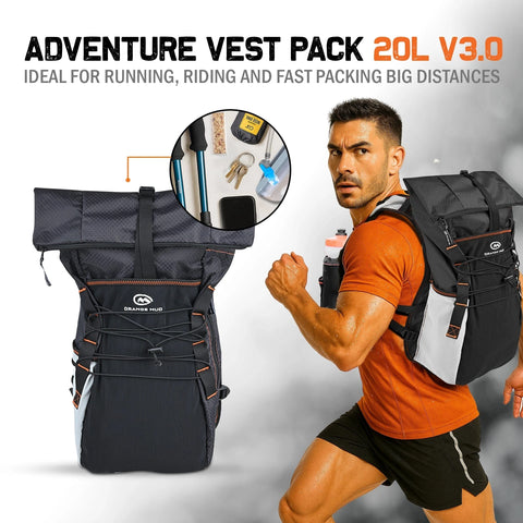 Orange Mud, LLC Packs Adventure Vest Pack, 20L 3.0: Ideal for running, riding and fast packing big distances.