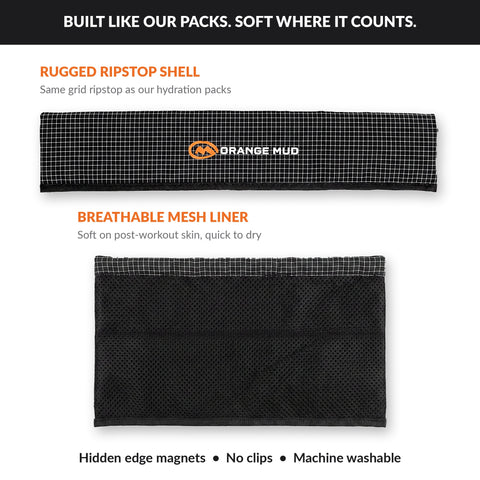 Seat Belt Wrap ripstop shell and mesh liner feature callouts