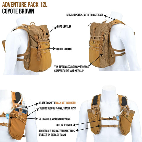 Adventure Pack, 12L 3.0: Ideal for ultra running, hiking, mountain biking - Hydration vest packs for runners, cyclists, and ironman - Orange Mud, LLC