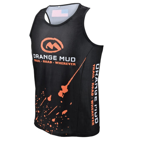 Black Stretchy Running Singlet - Hydration vest packs for runners, cyclists, and ironman - Orange Mud, LLC