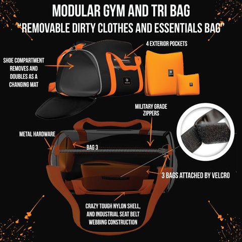 Modular GYM Duffel Bag with Shoe Compartment and Dirty Clothes Bag – Orange  Mud, LLC