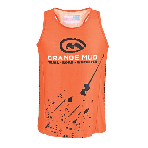 Orange Stretchy Running Singlet - Hydration vest packs for runners, cyclists, and ironman - Orange Mud, LLC
