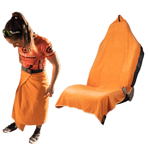 Transition Wrap 2.0: Changing Towel and Seat Cover - Hydration vest packs for runners, cyclists, and ironman - Orange Mud, LLC
